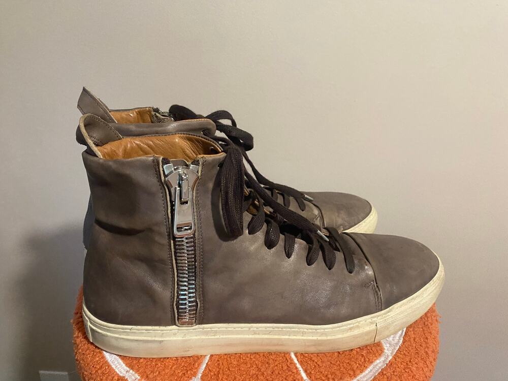 John Varvatos 315 Hi Top Sneakers leather brown taupe 14 men’s